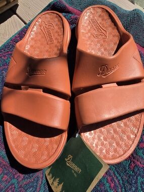 Danner Shelter Cove Orange Slide Sandals - Embossed Logo